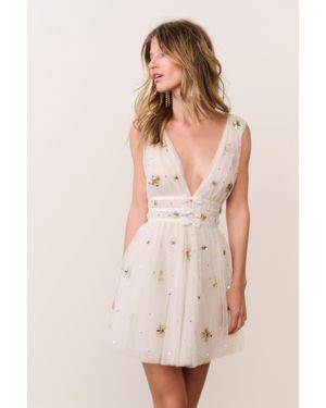LoveShackFancy Lawton Celestial Embellished Tulle Mini Dress For - Pink