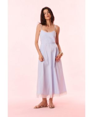 LoveShackFancy Sandara Cotton Pinstripe Midi Dress For - Pink