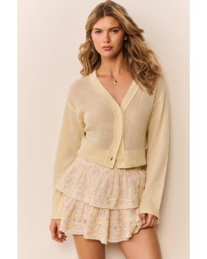 LoveShackFancy Blooming Floral Ruffle Mini Skirt For - Natural