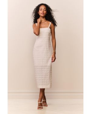 LoveShackFancy Verna Lace Stripe Midi Dress For - Natural