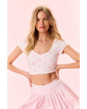 LoveShackFancy Kudura Cropped Active Top For - Pink