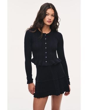 LoveShackFancy Rora Stretch Pointelle Mini Skirt For - Black