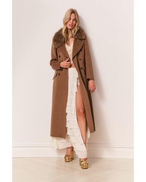 LoveShackFancy Char Faux Fur Collar Wool Coat For - Natural