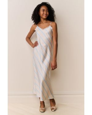 LoveShackFancy Tween Adelise Floral Stripe Maxi Dress For - Natural