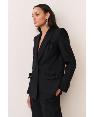 LoveShackFancy Shayne Wool-Blend Bow-Embellished Blazer For - Black