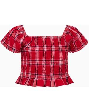 LoveShackFancy Tween Fabielle Tartan Top For - Red