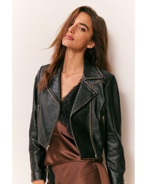 LoveShackFancy Nyssara Distressed Leather Jacket For - Multicolor