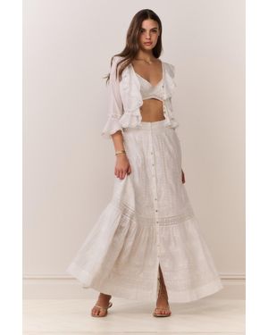LoveShackFancy Araminta Cotton Victorian Maxi Skirt For - Natural
