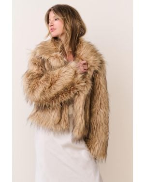 LoveShackFancy Valina Faux Fur Jacket For - Brown