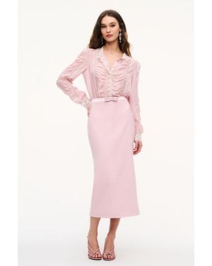 LoveShackFancy Marilana Wool-Blend Midi Pencil Skirt For - Pink