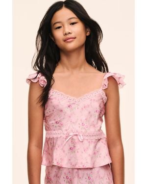 LoveShackFancy Tween Silk-Blend Lelani Top For - Pink