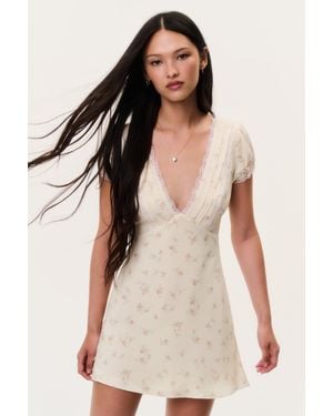 LoveShackFancy Yasmin Floral Lace-Trimmed Mini Dress For - Natural