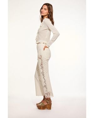 LoveShackFancy Maia Cropped Crochet-Trimmed Pant For - Natural