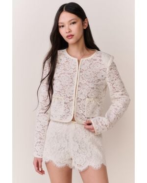 LoveShackFancy Lavendine Lace Mini Shorts For - Pink
