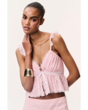 LoveShackFancy Nicoleta Floral Crepe Top For - Pink