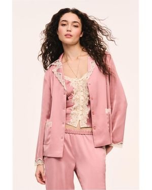 LoveShackFancy Chelly Crepe Button-Down Top For - Pink