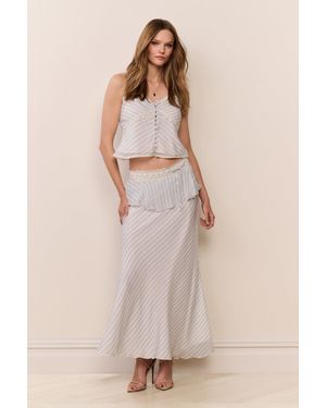 LoveShackFancy Sylette Chiffon Striped Maxi Skirt For - Natural