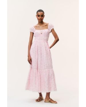 LoveShackFancy Lyssara Floral Cotton Maxi Dress For - Pink