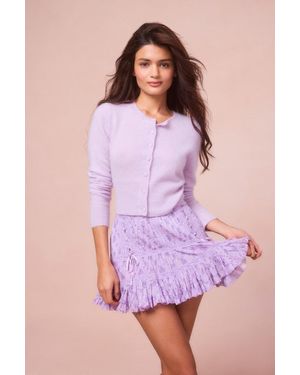 LoveShackFancy Trevina Cotton Floral Mini Skirt For - Purple
