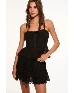 LoveShackFancy Rowina Cotton Lace Sleeveless Top For - Black