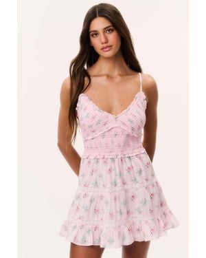 LoveShackFancy Lizzy Floral Cotton Mini Dress For - Pink
