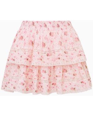 LoveShackFancy Ruffle Mini Garden Floral Skirt For - Pink