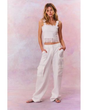 LoveShackFancy Pora Linen Cargo Pants For - Pink