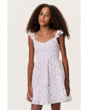 LoveShackFancy Tween Cherry Stripe Avenora Dress For - Purple
