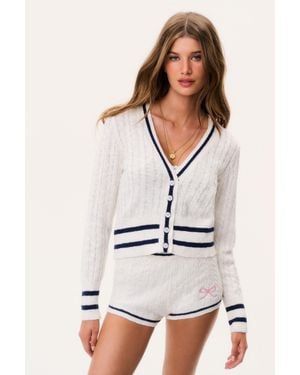 LoveShackFancy Evabella Cable Knit Cardigan For - White