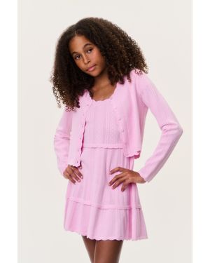 LoveShackFancy Tween Stretch Pointelle Gemna Cardigan For - Pink
