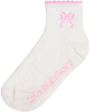 LoveShackFancy Doyenne Cotton Bow Ankle Socks For - White