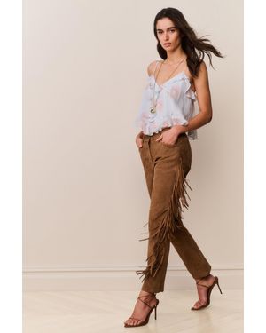 LoveShackFancy Jenya Suede Fringe Pant For - Natural