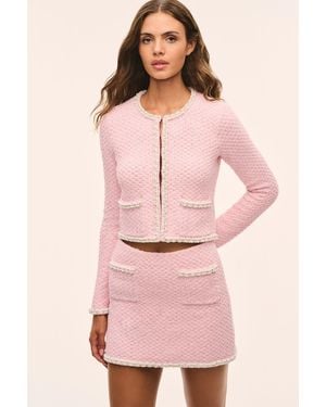 LoveShackFancy Rosamonde Knit Tweed Cardigan For - Pink