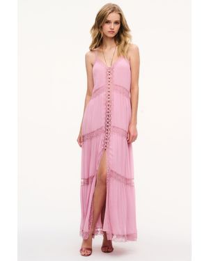LoveShackFancy Slovenia Chiffon Lace Maxi Dress For - Pink