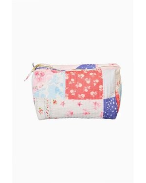 LoveShackFancy Octavia Patchwork Print Cosmetic Bag For - Red