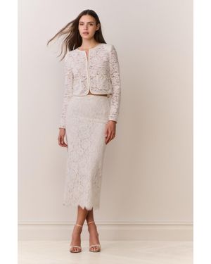 LoveShackFancy Ilse Lace Midi Pencil Skirt For - Natural