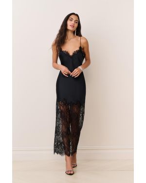 LoveShackFancy Circe Satin Lace Maxi Dress For - Black