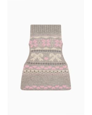 LoveShackFancy Arinda Fair Isle Wool Dog Sweater For - Natural