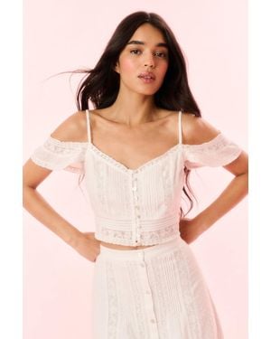 LoveShackFancy Jenae Cotton Off-The-Shoulder Crop Top For - Multicolor