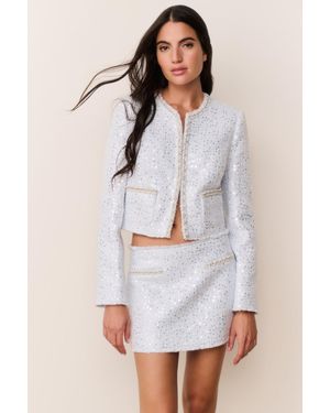 LoveShackFancy Kelli Sequin Tweed Jacket For - White