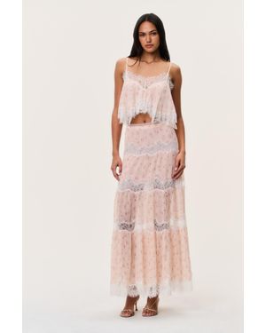 LoveShackFancy Everhart Cotton-Silk Lace Maxi Skirt For - Pink