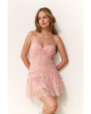 LoveShackFancy Galilea Chantilly Lace Mini Dress For - Pink