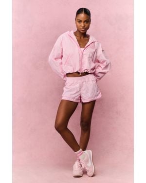 LoveShackFancy Lavey Gingham Windbreaker Shorts For - Pink