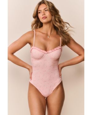 LoveShackFancy Peach Pom Pom Brooksie Swimsuit For - Natural