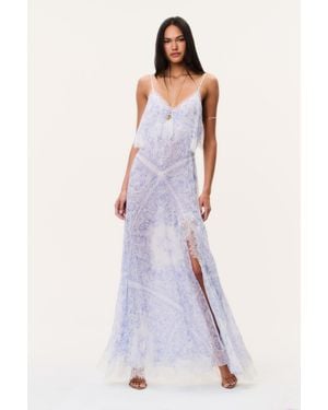 LoveShackFancy Stelline Sheer Silk Maxi Dress For - Purple