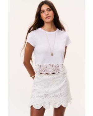 LoveShackFancy Liriel Eyelet Embroidered Mini Skirt For - White