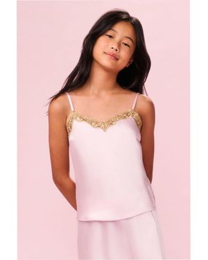 LoveShackFancy Tween Satin Brimsley Top For - Pink