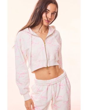 LoveShackFancy Pierra Cotton Cropped Bow Hoodie For - White