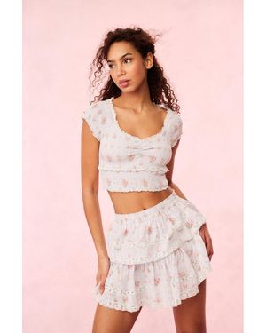 LoveShackFancy Cambron Cotton Floral Top For - Pink