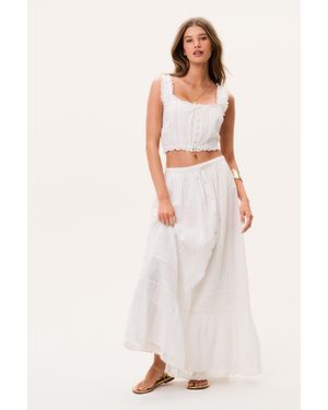 LoveShackFancy Brina Cotton Maxi Skirt For - White